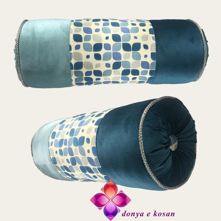 کوسن لوله ای مخمل تیکه دوزی شده - کدکالا 038